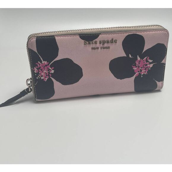 Kate Spade Pink and Black Floral Wallet - Picture 3 of 14
